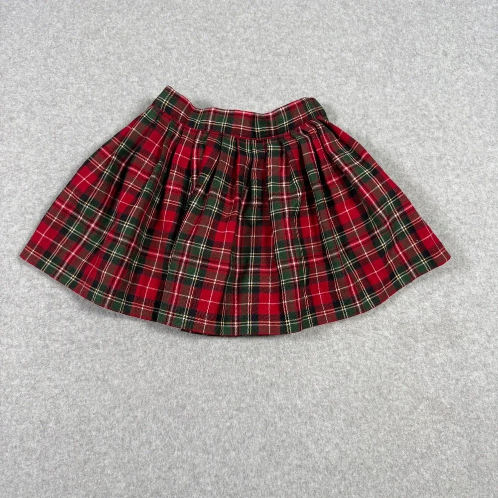 Janie and Jack Kids Red Preppy Tartan Plaid Wool Blend Pleated Skirt Size 5